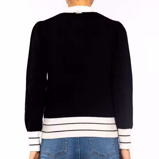 Round Neck Stripe Slim Long-Sleeved Pullover Rose Red Striped Sweater Women&prime;s Knitwear