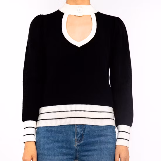 Round Neck Stripe Slim Long-Sleeved Pullover Rose Red Striped Sweater Women&prime;s Knitwear
