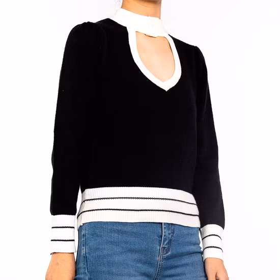 Round Neck Stripe Slim Long-Sleeved Pullover Rose Red Striped Sweater Women&prime;s Knitwear