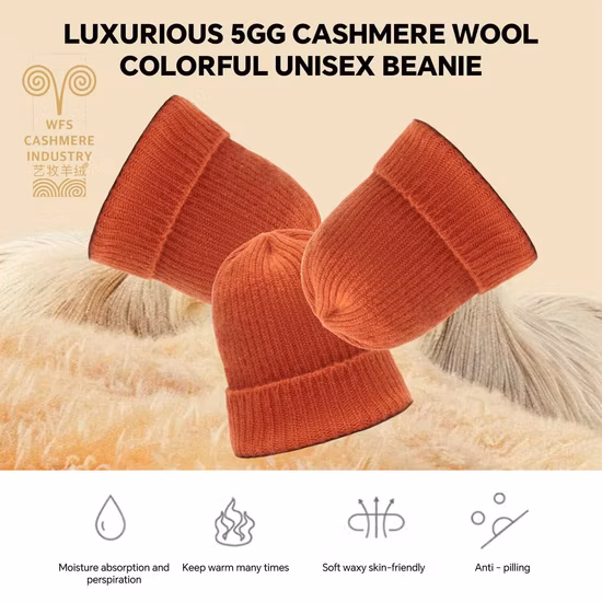 Bonnet tricoté en cachemire 100%, chapeaux tricotés personnalisés de haute qualité